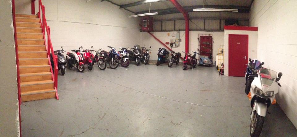 Secure indoor motorcycle storage facility in the UK